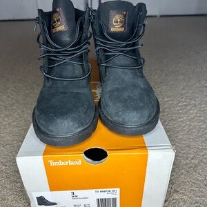 Timberland Kid’s Black Lace-Up Waterproof Work Boots